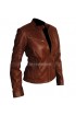 Slim Fit Women Brown Body Fitted Motorcycle Leather Jacket